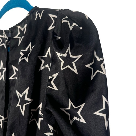 River Island Star Print Black 80's Retro Mini Dress Key hole back long sleeve - Picture 16 of 16